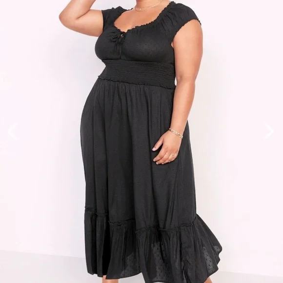 Old Navy | Dresses | Old Navy Maxi Dress Milkmaid Swiss Dot Flowy Ruffle  Peasant Prairie Cottagecore | Poshmark